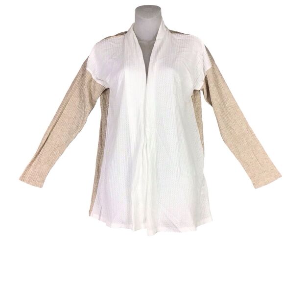 Bobeau Womens Size S Open Front Cardigan Waffle Knit Colorblock Long Sleeve - Picture 1 of 10